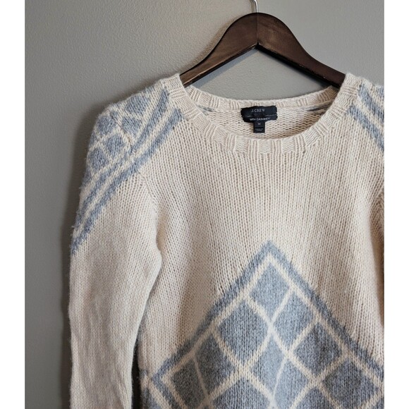 J.Crew Size Medium Wool Sweater Womens Cashmere Knit Pullover Cream Crew Neck LS - Picture 4 of 5